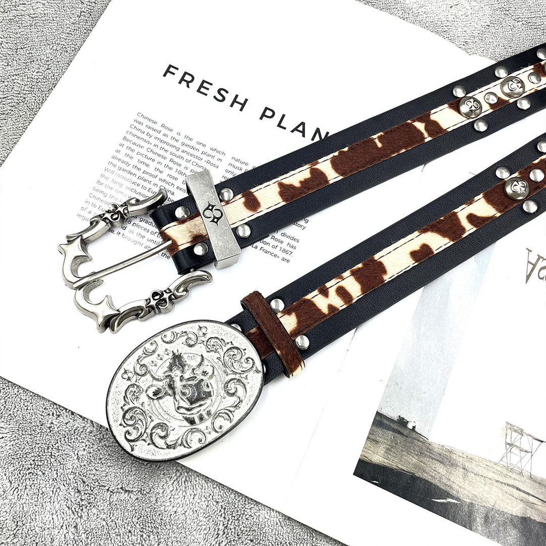 Chrome Hearts Studded Buckle Metal Hip Hop Belt