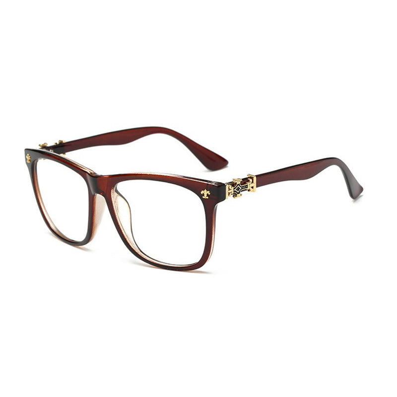 Trendy thick-rimmed non-prescription large-framed eyeglasses