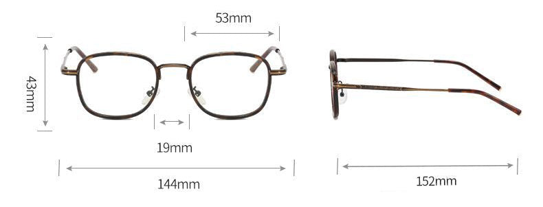 Slim ultralight square metal frame glasses