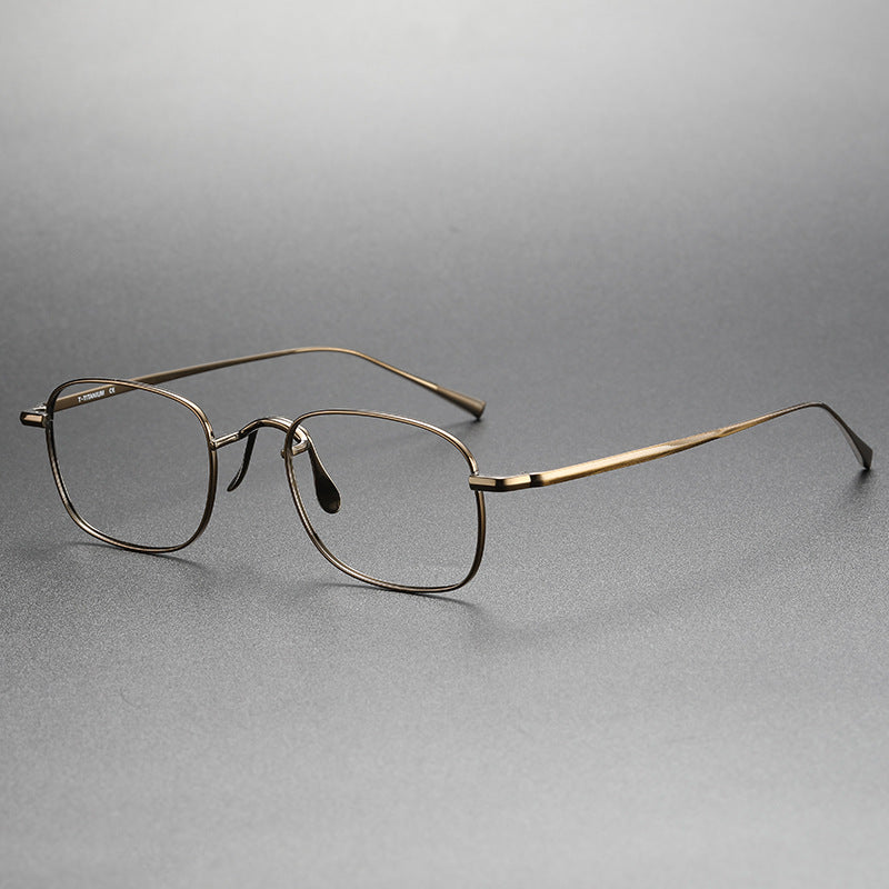 Pure titanium square frame eyeglasses for a slimmer face