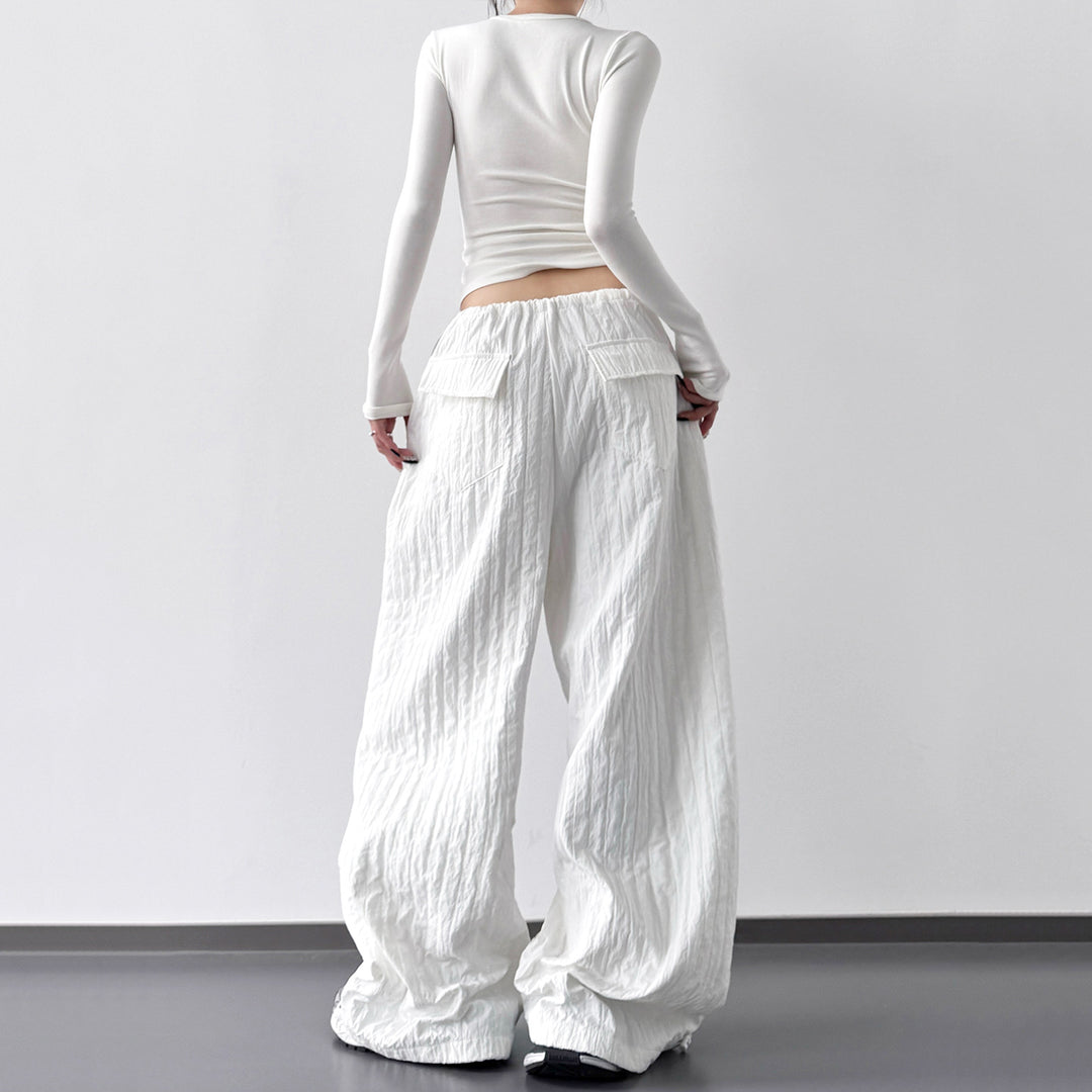 "Hot Girl" Style Quick-Drying, Textured, High-Waisted Cargo Pants