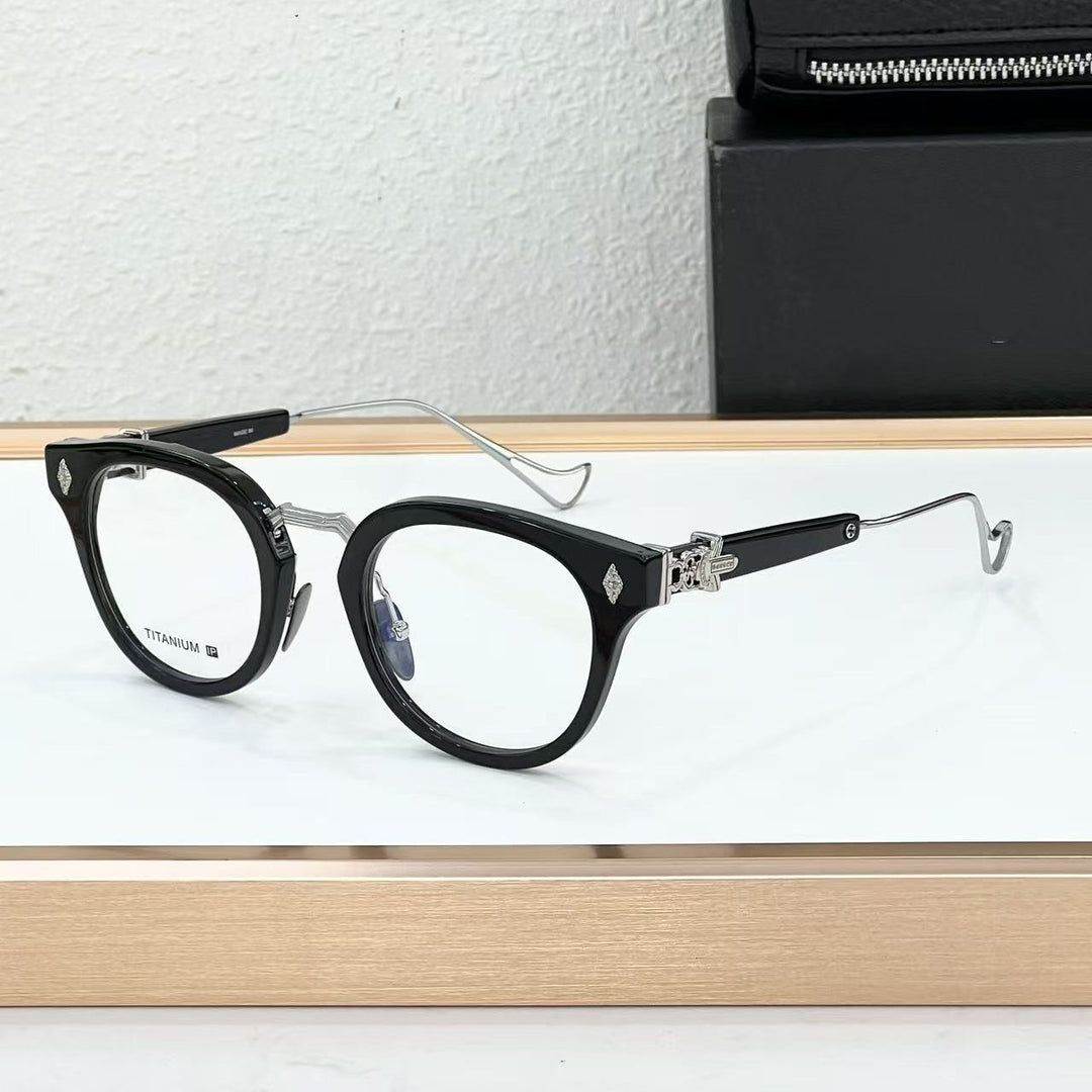 Chrome Hearts Big Sword Light Titanium Metal Oval Glasses