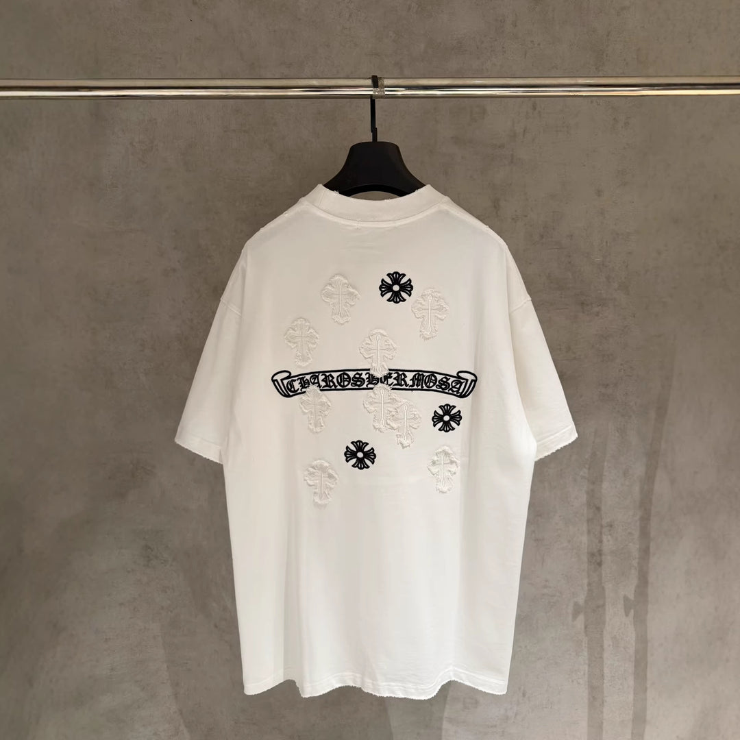 Chrome Hearts Embroidered Distressed Short-Sleeve T-Shirt
