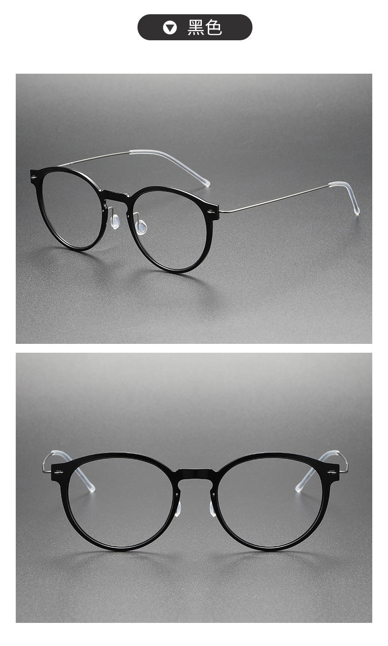 Screwless nylon frame, titanium temples oval eyeglasses