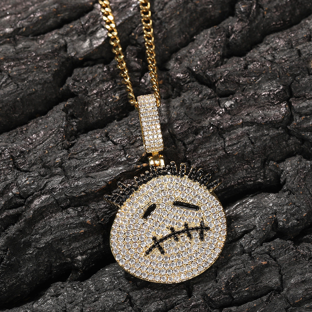 Hip-hop cartoon zircon spiky-head avatar necklace