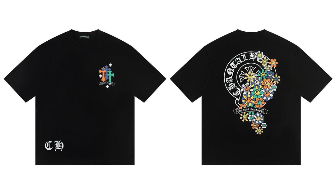 Chrome Hearts Summer Embroidery Print Cotton T-Shirt Short-Sleeve
