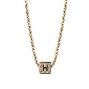 Hip Hop 26 Letter Square Pendant Passepartout Letter Necklace