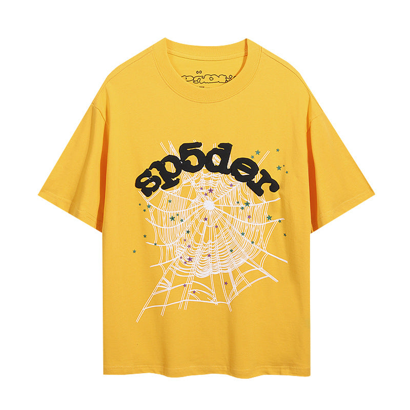 Sp5der foam letter 555 spider web print short-sleeved T-shirt