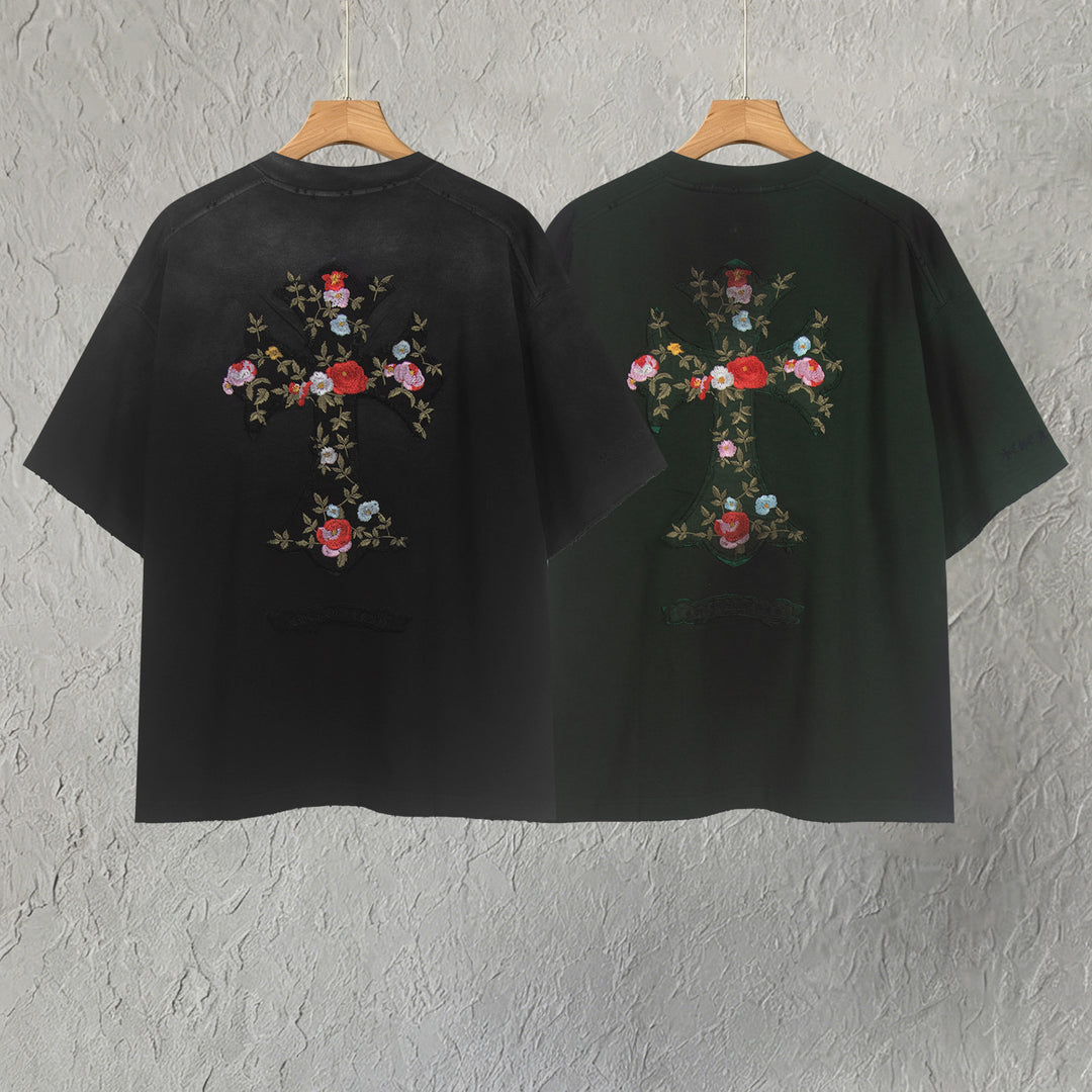 Chrome Hearts Flowers Filled with Crosses T-Shirt