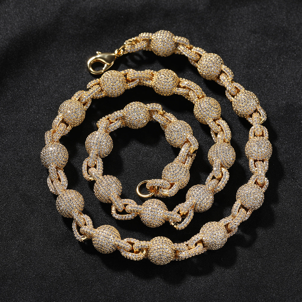 10mm Micropaved 5A Zirconia Ball Chain Necklace