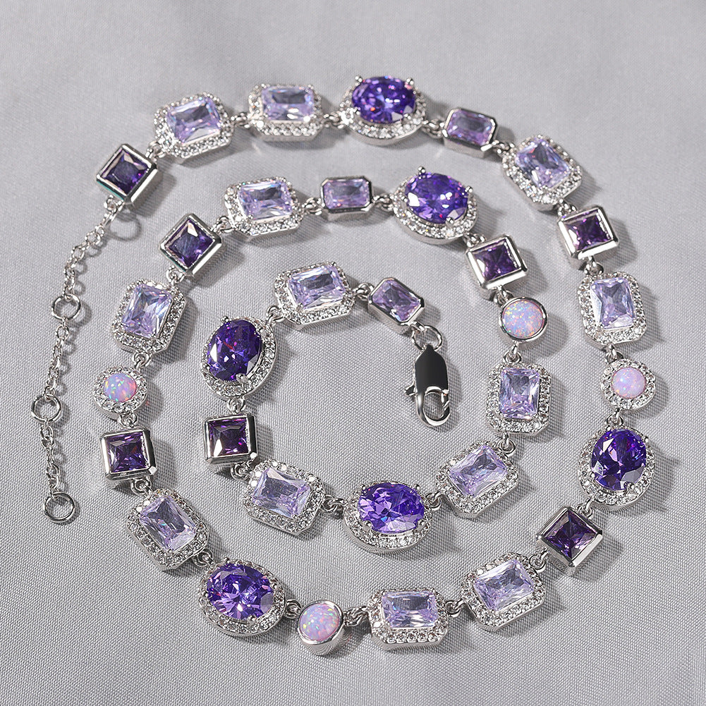 10mm Geometric Purple Gemstone Necklace