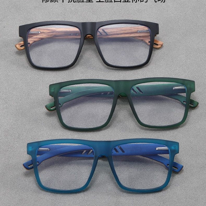 Bamboo-style square frame eyeglasses