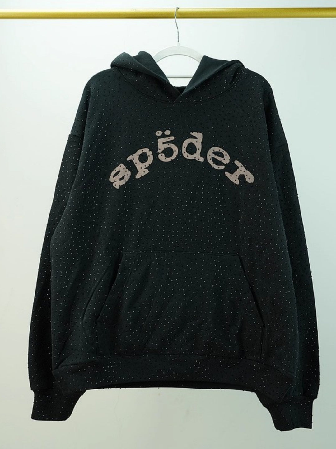 Sp5der full-rhinestone hoodie and sweatpants
