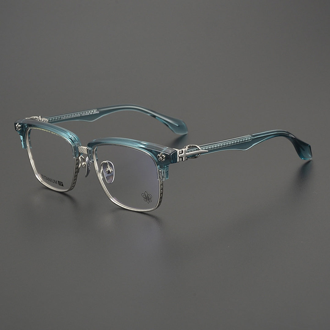 Chrome Hearts Style Business Semi Rimless Eyeglasses