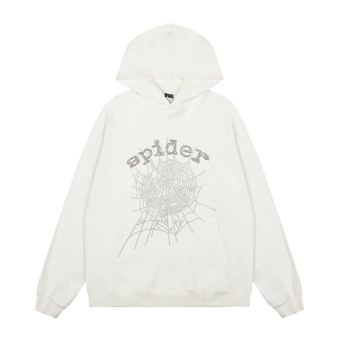Sp5der patterned beaded 555555 hoodie and trousers