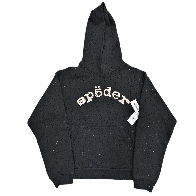 Sp5der full-rhinestone hoodie and sweatpants