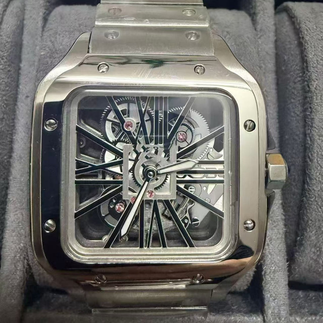 Square Roman series skeletonized quartz watches