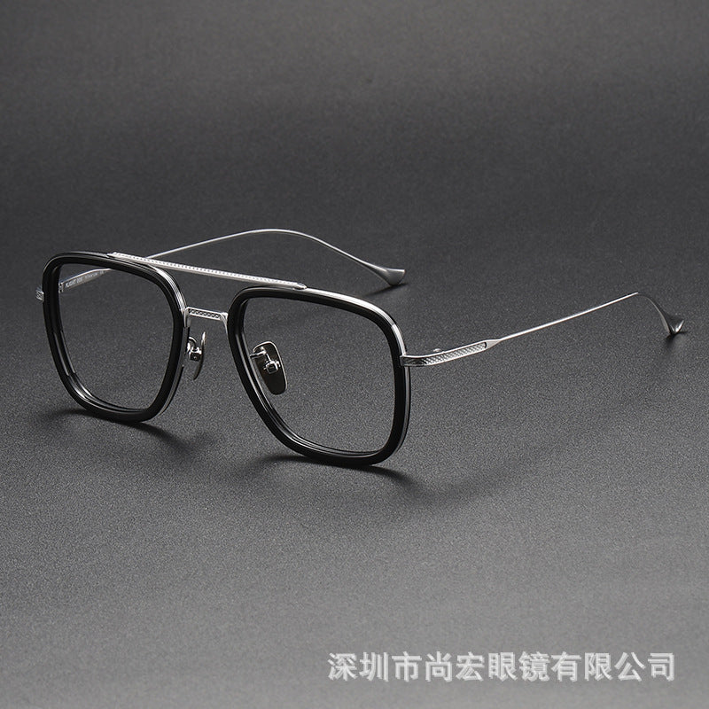 Iron Man Glasses Square Frame Double Bridge Large Frame