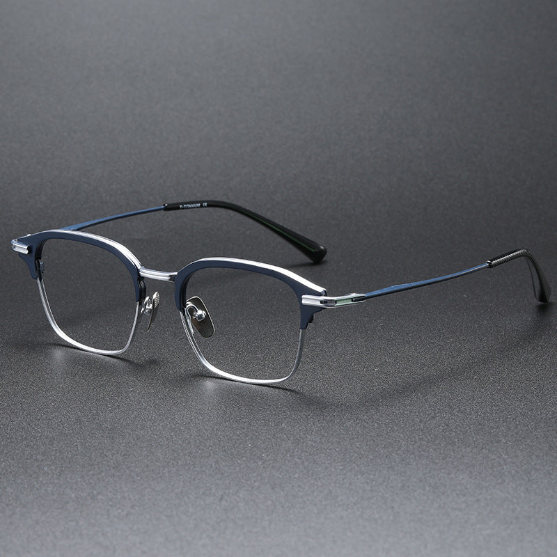 Square-frame business glasses made of pure titanium