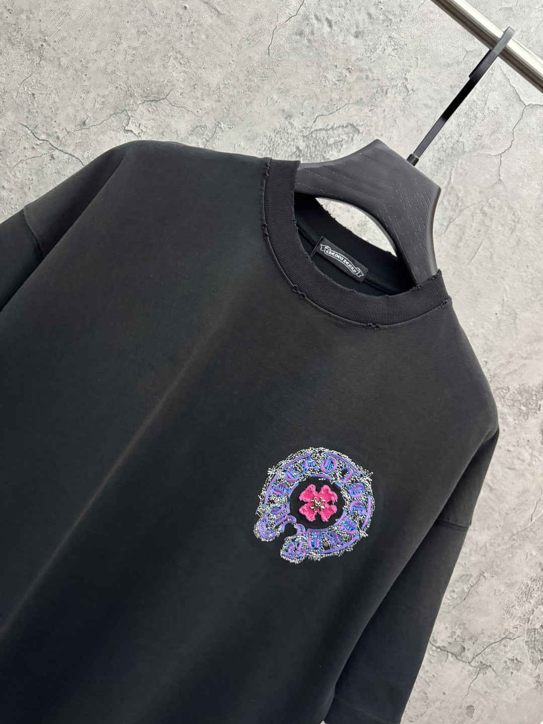 Chrome Hearts Washed Appliqué Embroidered Short-Sleeve T-Shirt