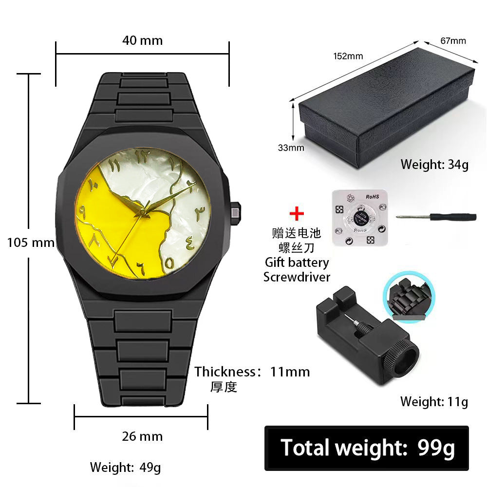 Sports-Style Waterproof Plastic Watch with Arabic Numerals