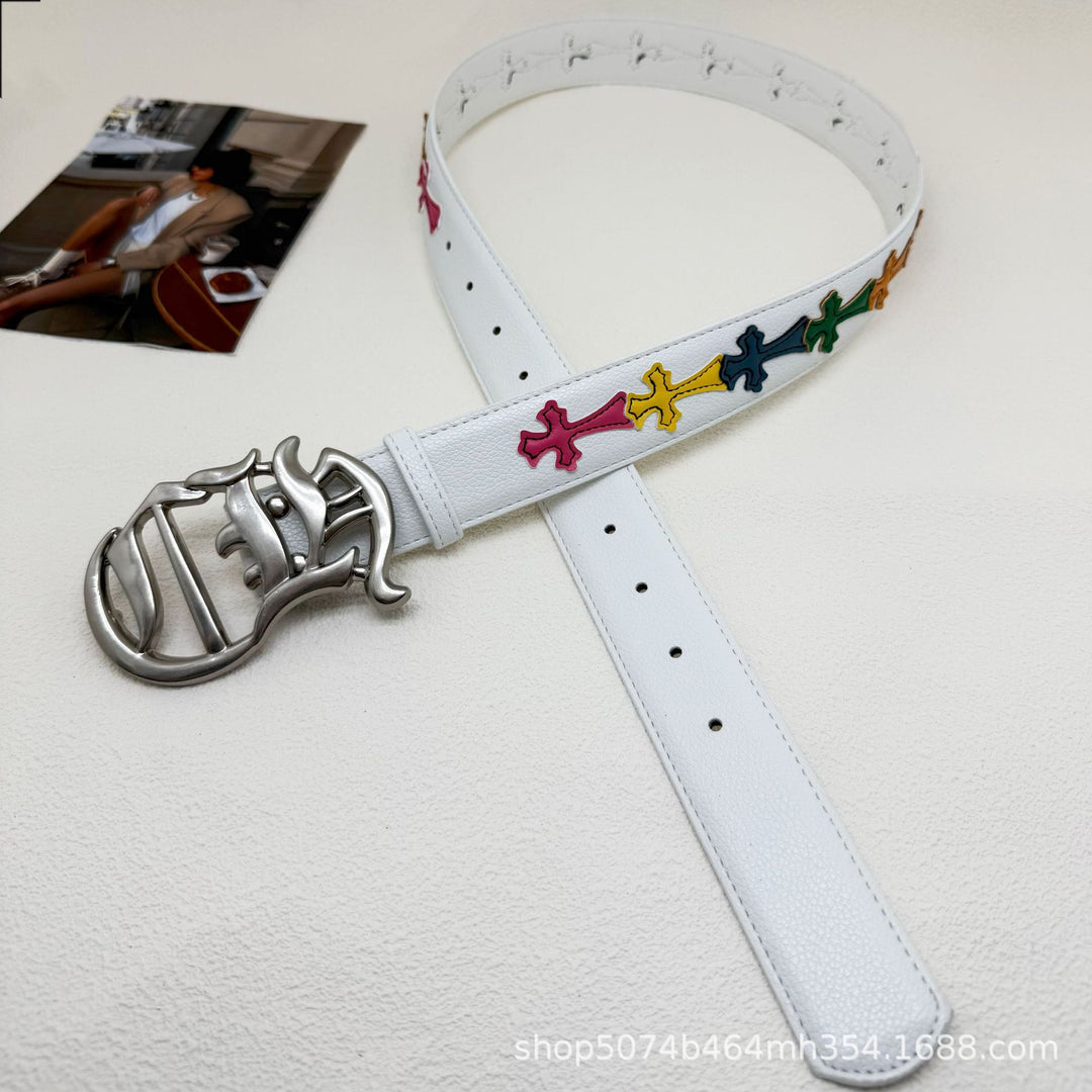 Chrome Hearts Cross-Motif Classic Leather Belt