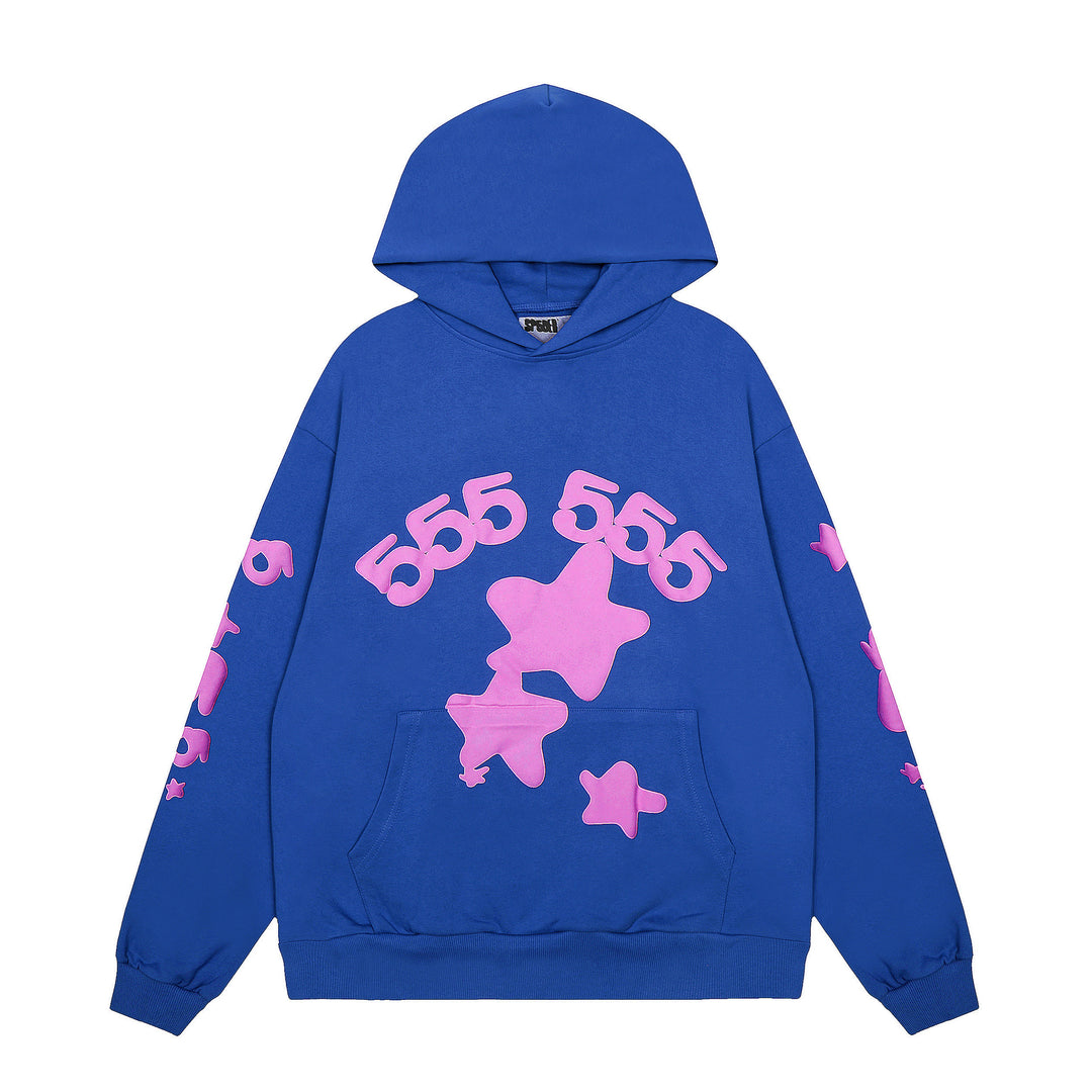 Sp5der 555555 star pattern hooded trousers and sweatshirt