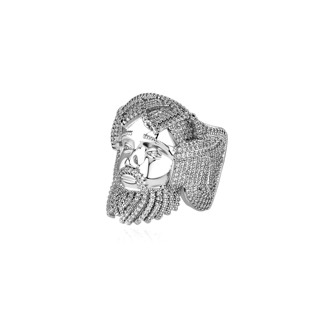 Copper Ring with Zirconia Inlay and Embossed Portrait Design