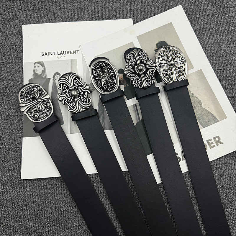 Chrome Hearts Cross Buckle Embossed Belt
