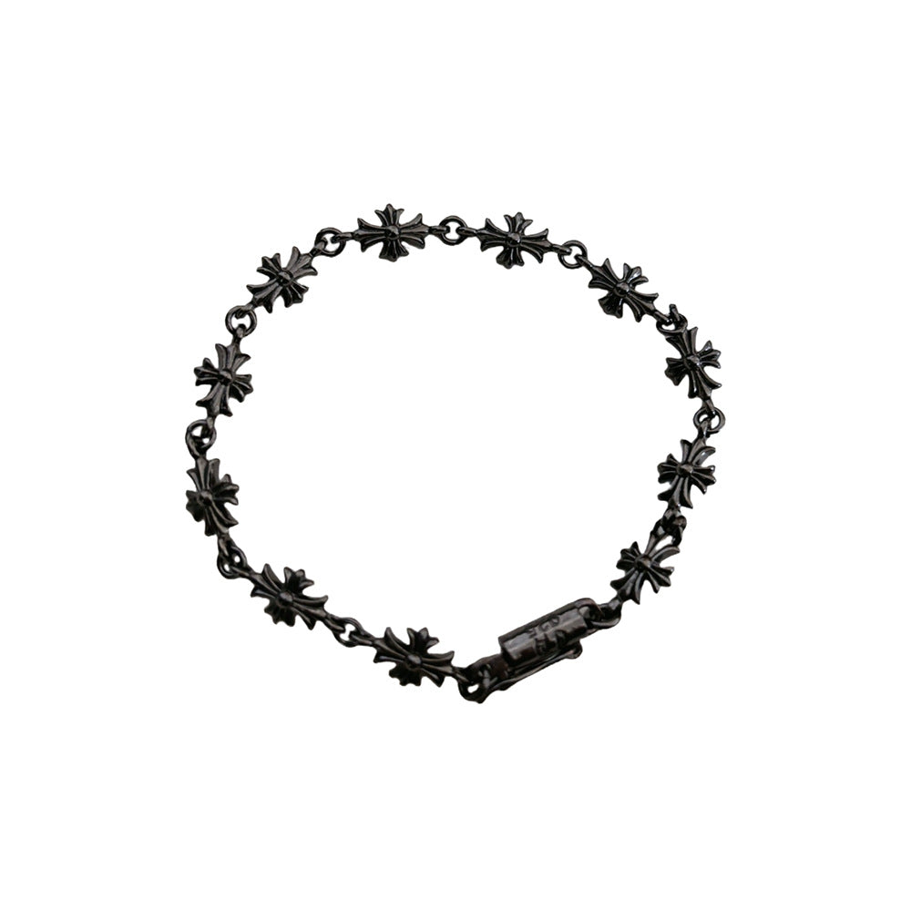 Chrome Hearts Black Gun finished Cross with Diamond inlaid Bracelet