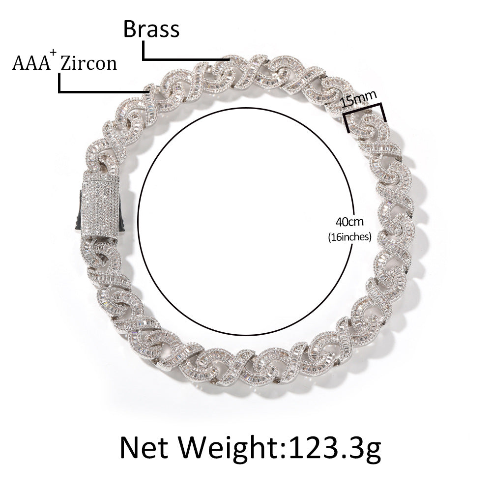 Geometric "T" & Infinity 15mm Diamond-Encrusted Cuban Chain