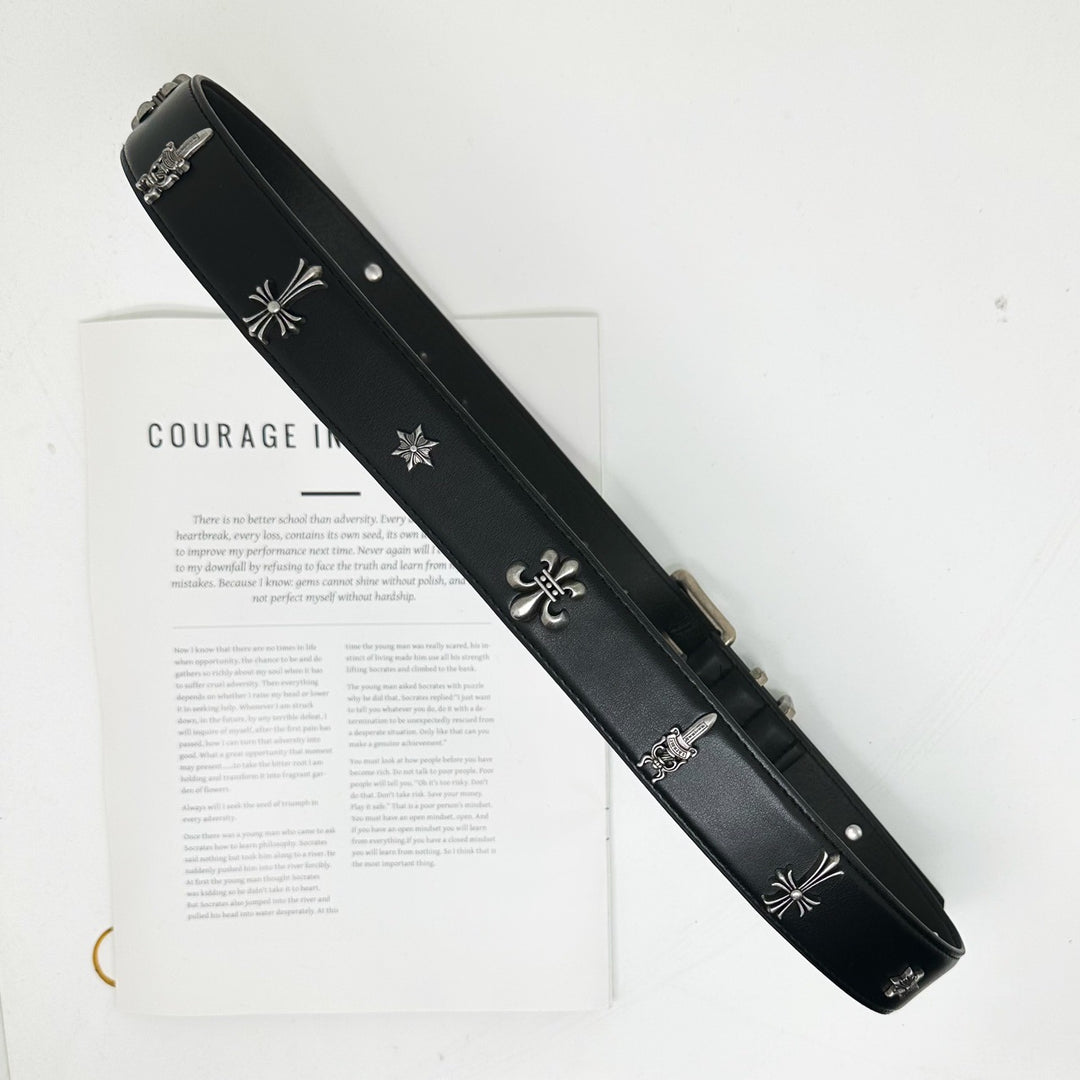 Chrome Hearts-Style Roller Stud & Sacred Sword Belt