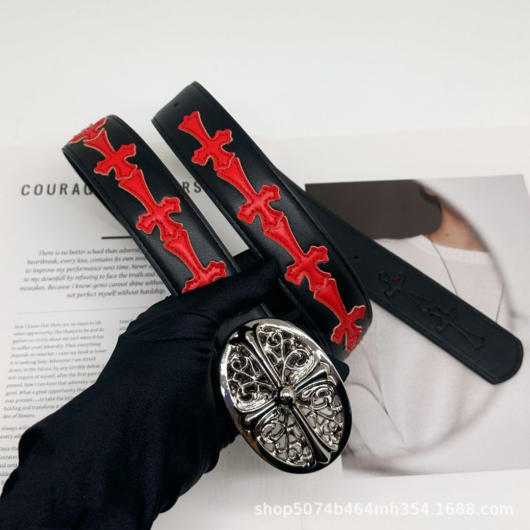 Chrome Hearts Cross-Motif Classic Leather Belt