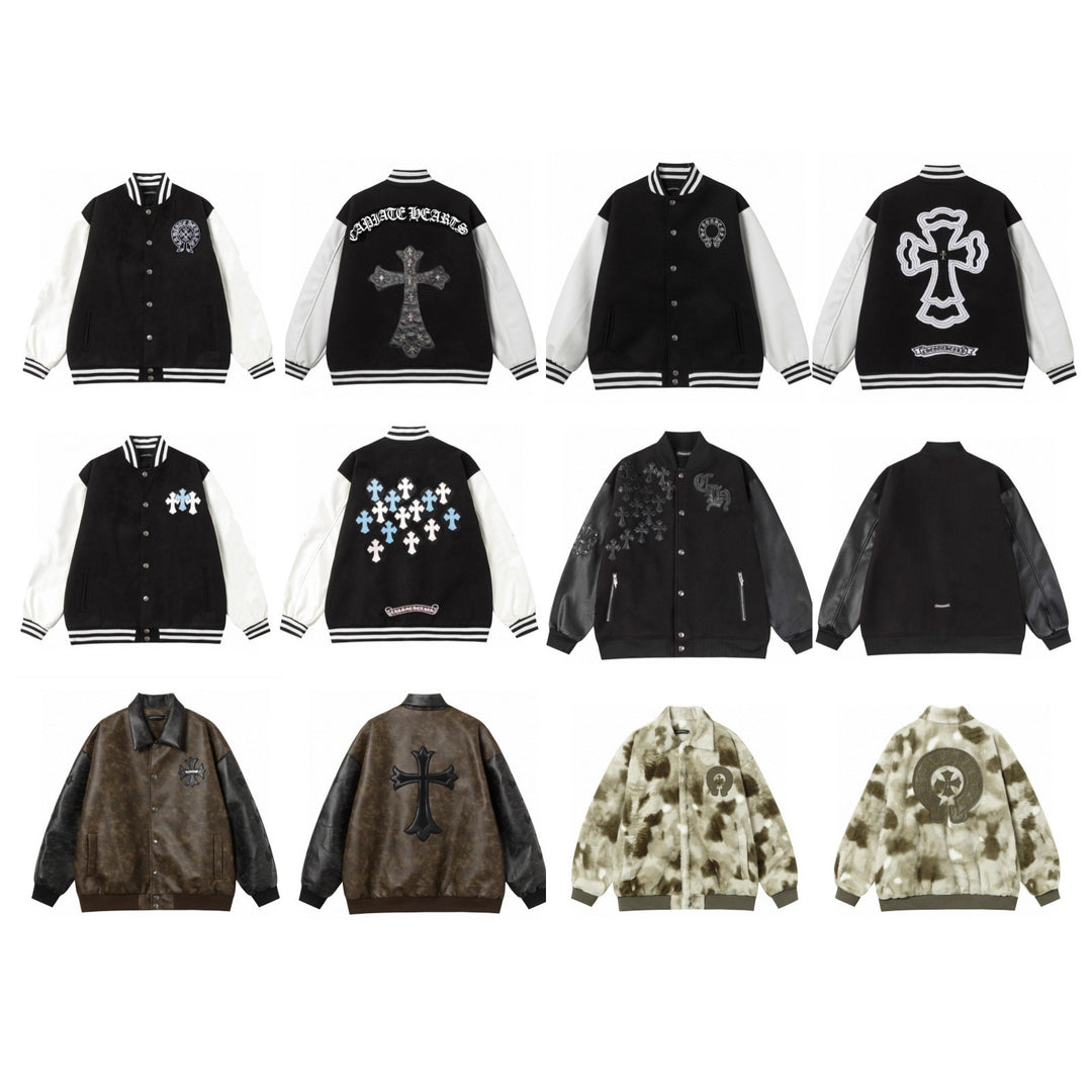 Chrome Hearts Embroidered Cross Baseball Jacket