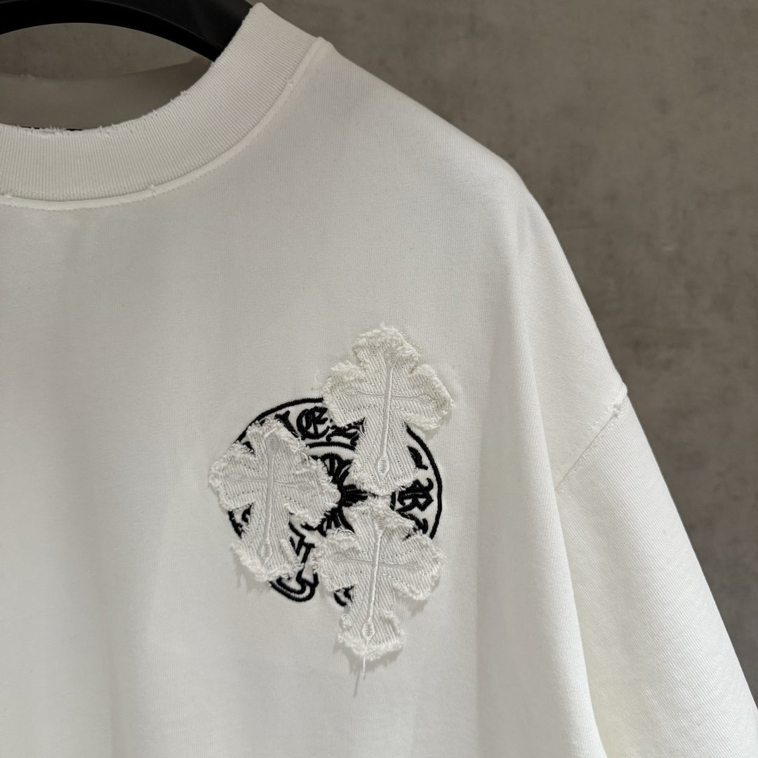 Chrome Hearts Embroidered Distressed Short-Sleeve T-Shirt