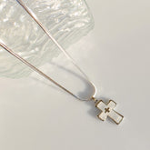 High-grade blade chain double cross pendant necklace