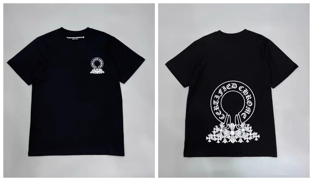 Chrome Hearts Summer Embroidery Print Cotton T-Shirt Short-Sleeve