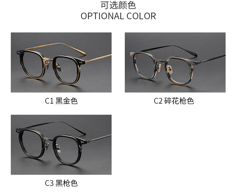 Retro and artistic carved pure titanium glasses for smaller faces