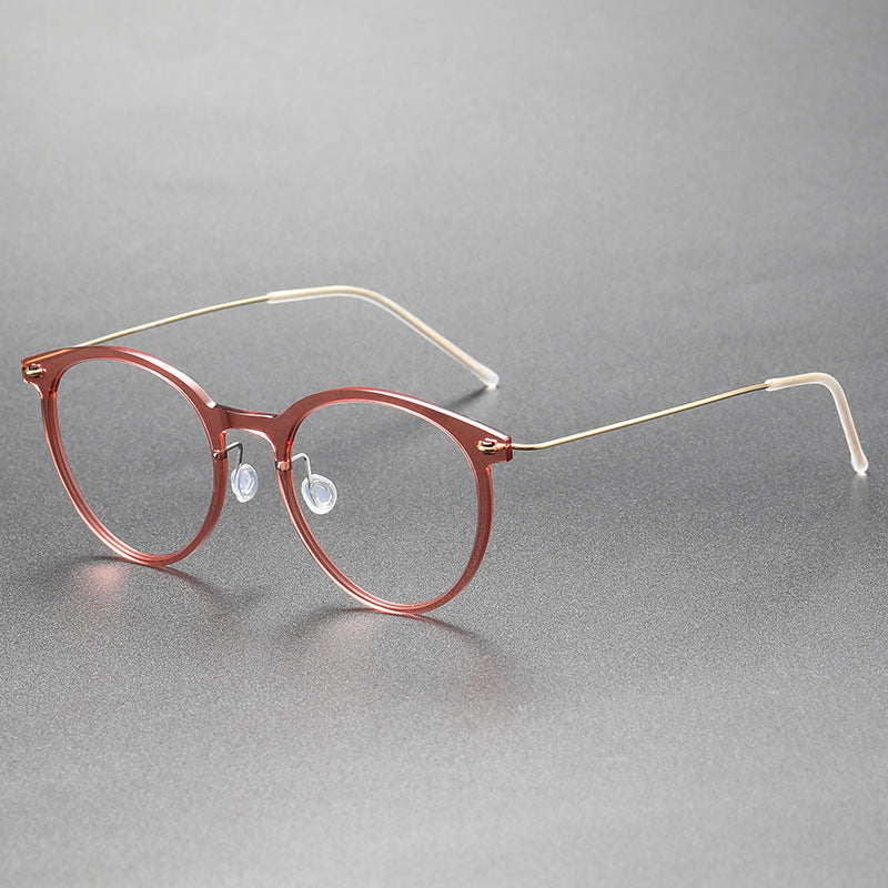 Black Round Eyeglasses Timeless Acetate & Gold Titanium Design