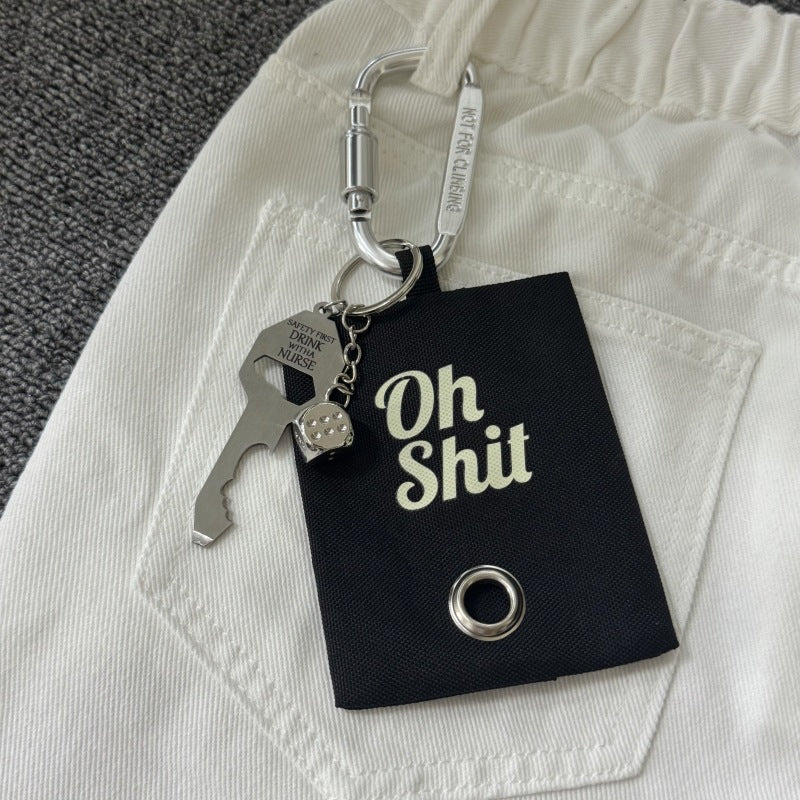Key Dice Oh Shit Poop Bag Carabiner Keychain
