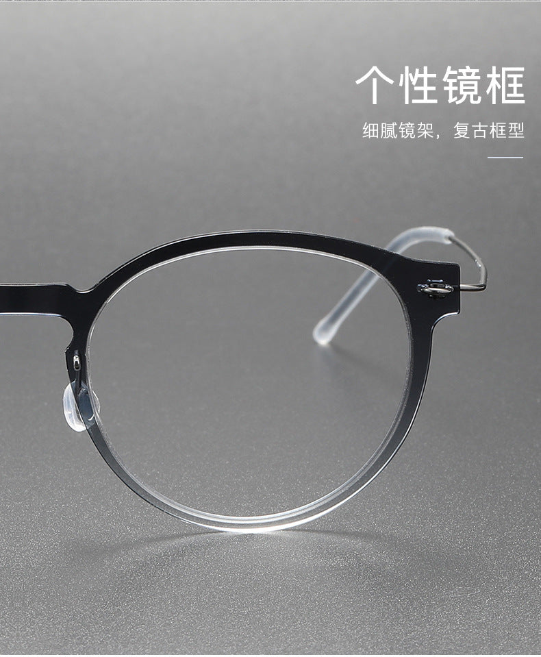 Screwless nylon frame, titanium temples oval eyeglasses