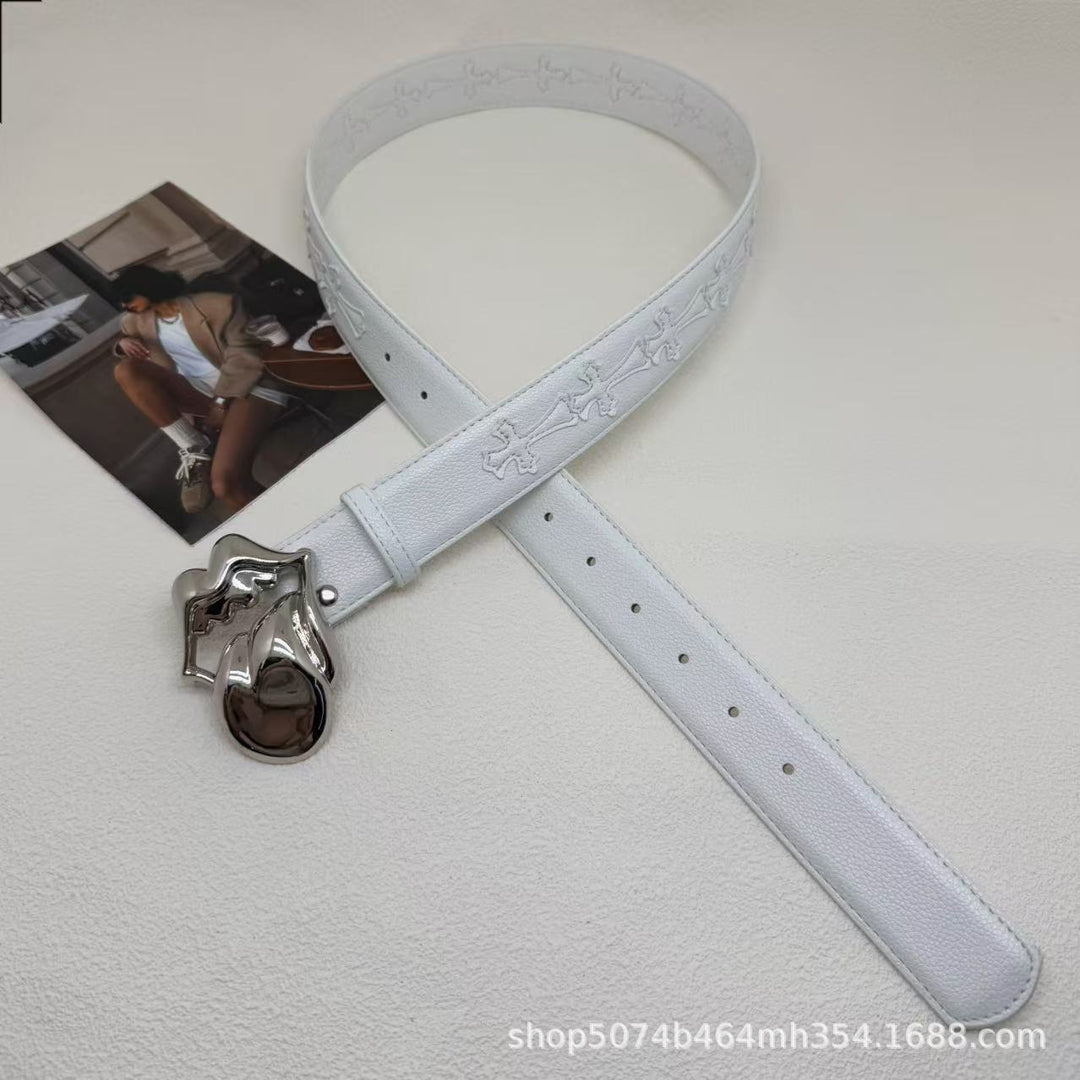 Chrome Hearts Cross-Motif Classic Leather Belt