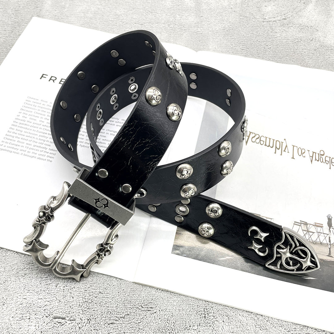 Chrome Hearts Studded Buckle Metal Hip Hop Belt