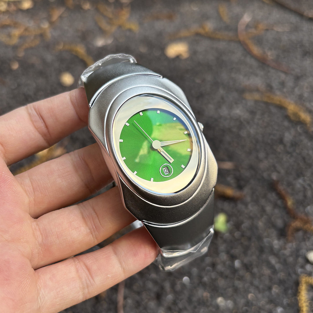 Y2K Retro-Futuristic Watch with Sunray Dial