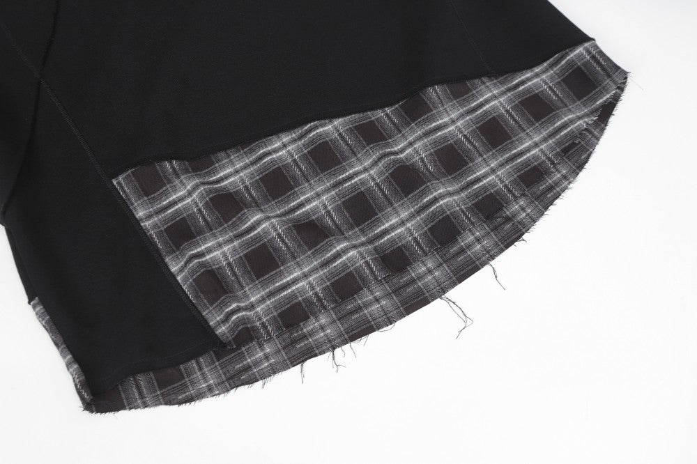 Faux Two-Piece Plaid Hooded Sweatshirt