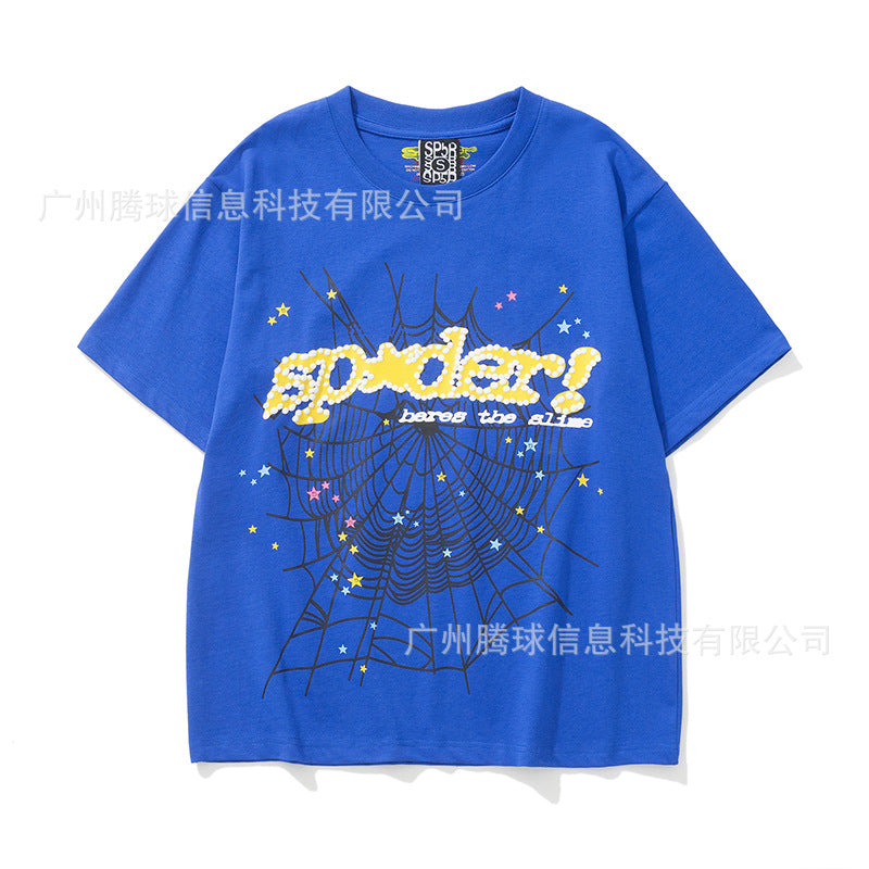 Sp5der short-sleeved foam letter T-shirt