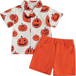 Halloween shirt shorts pumpkin suit