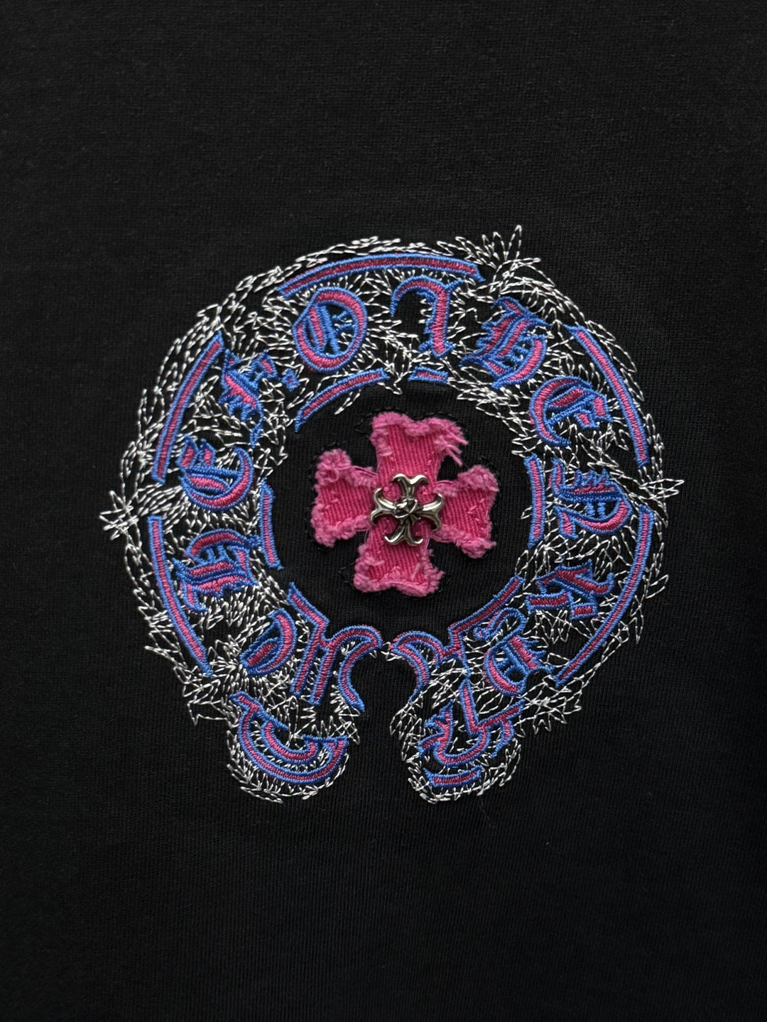 Chrome Hearts Washed Appliqué Embroidered Short-Sleeve T-Shirt