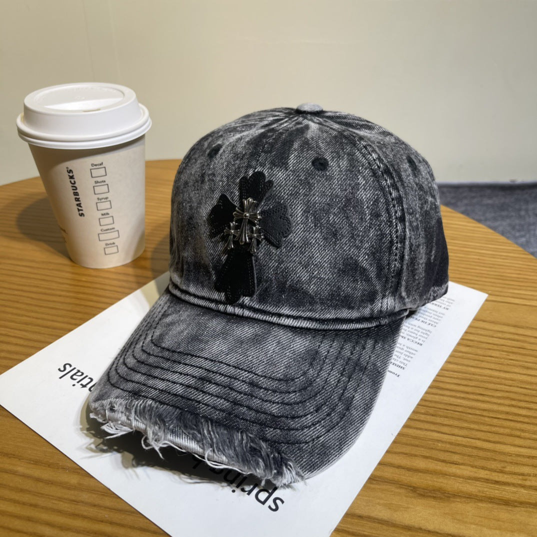 Chrome Hearts Ripped Denim Baseball Cap