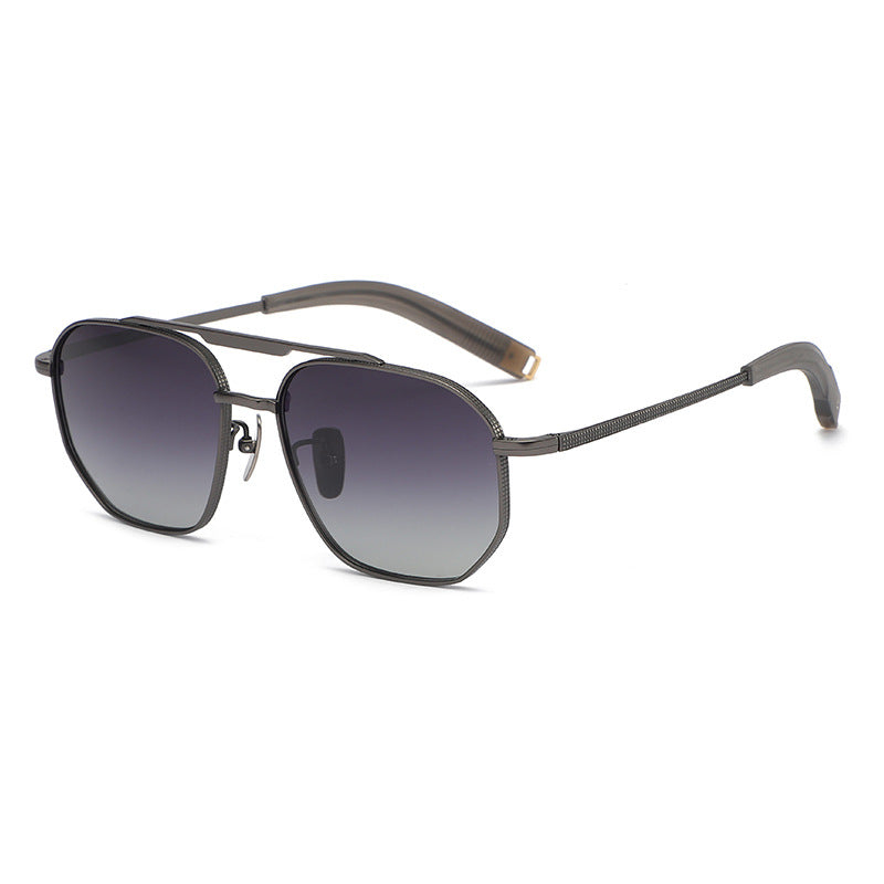 Oversized square pure titanium polarized sunglasses
